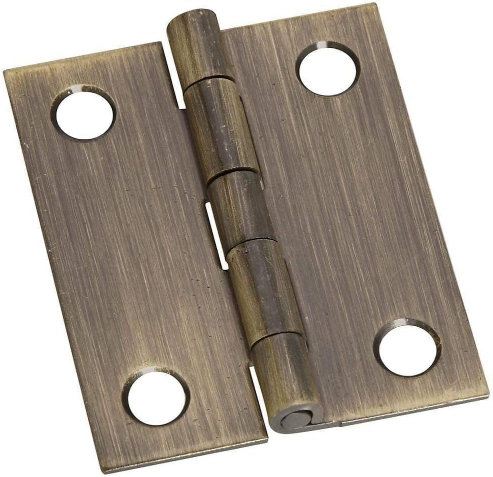 Hinge Outlet 1-1/2 x 1-1/4 Small Broad Hinges - Antique Brass Finish - 2 Pack