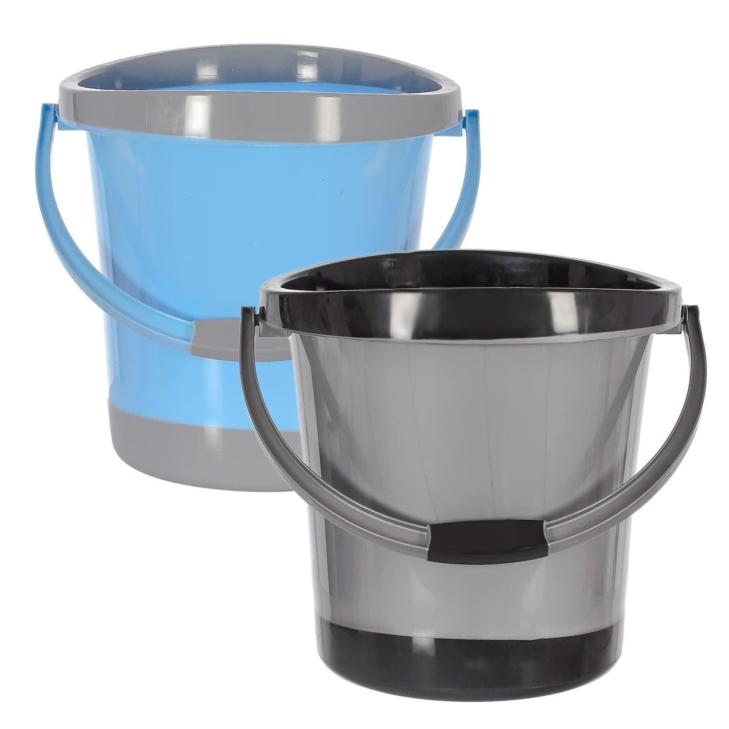 Kuber Industries Multiuses Plastic Bucket with Handle, 18 litre Pack of 2 (Grey & Blue)-46KM0365 (B09MLNH64S) Amazon Price History, Amazon Price Tracker