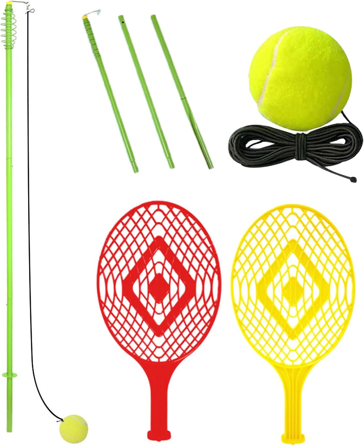 Tennis Trainer, Solo Practice Set, Portable Swing Aid, Self Training Equipment 5.28 Feet for Match Preparation, Hitting Feedback, and Leisure Court Games Players, Athletes, Beginners Anytime Anywhere