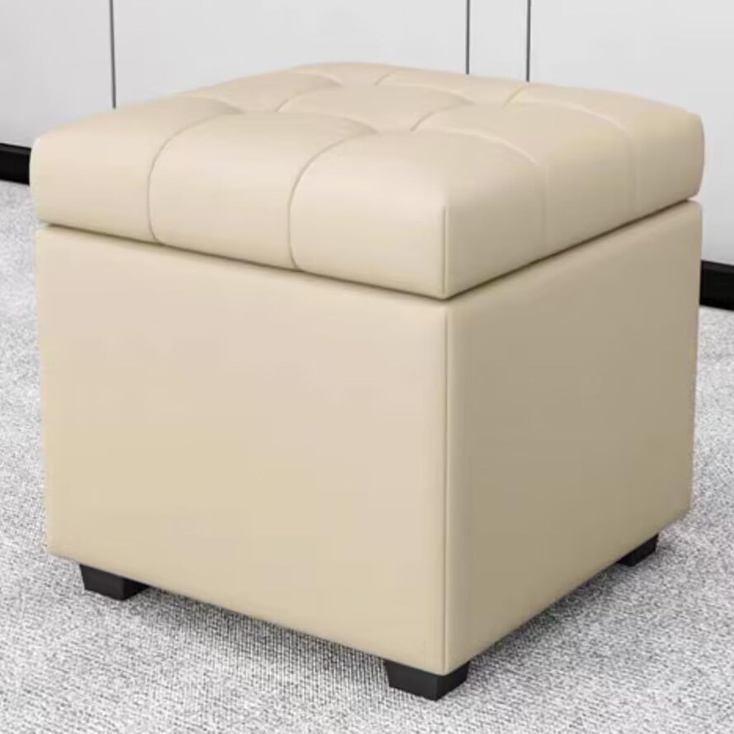 Tabouret de rangement moderne en cuir au design épuré