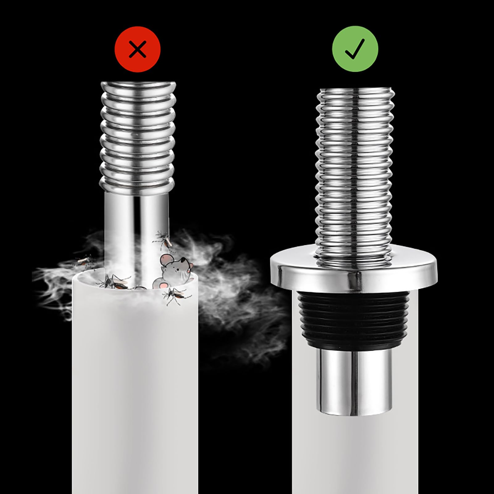 Sifone di scarico flessibile per lavello con troppopieno a prova di odore, raccordi per tubi di scarico da 3,8 cm, facile da installare, soluzione di drenaggio per cucina e bagno