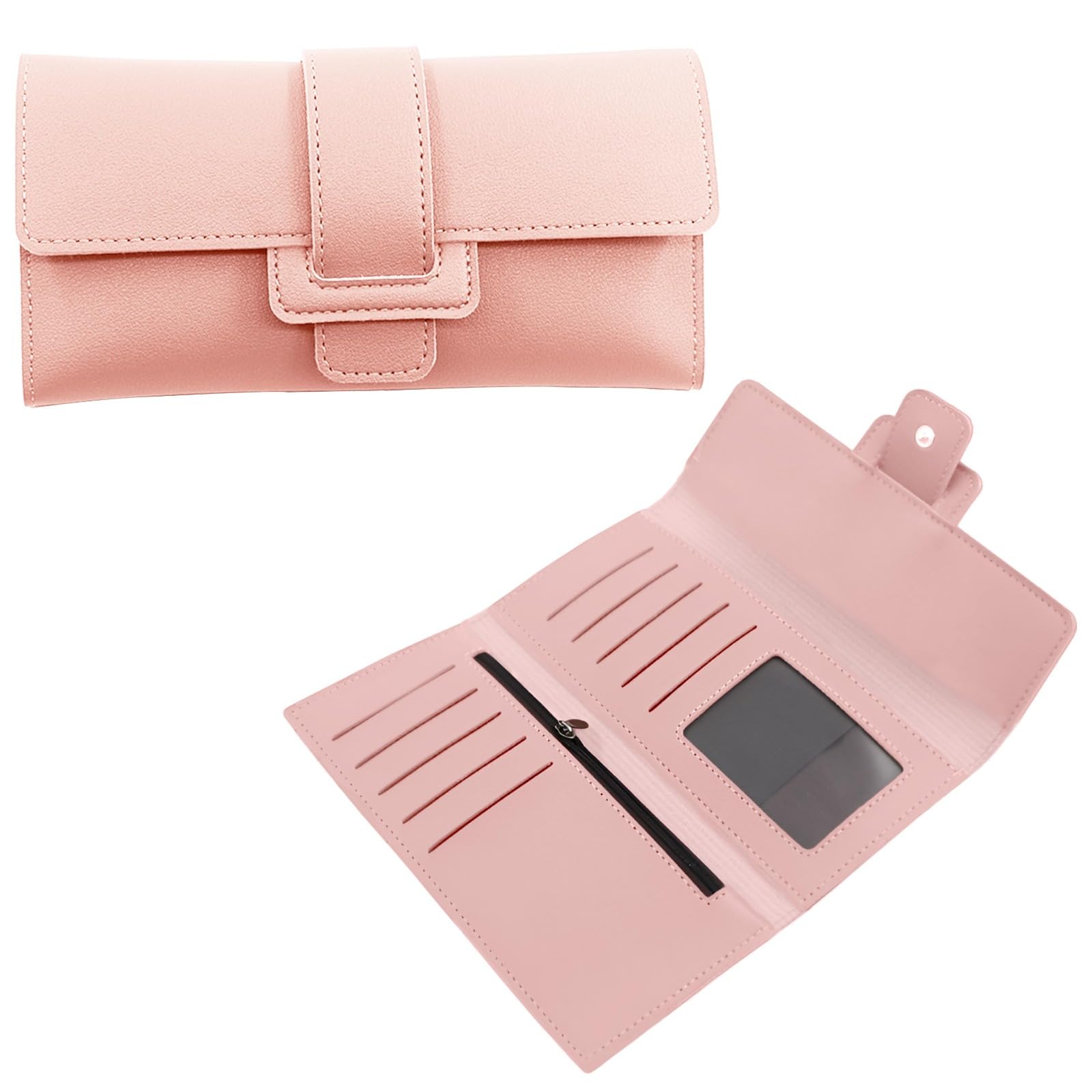 Women's Wallet -Stylish and Compact Purse Clutch Wallet for Women, Stylish Card Coin Holder, Debit Card Holder, Money Organizer and Travel Wallet for Women with 13 Slots (Pink)-image-10