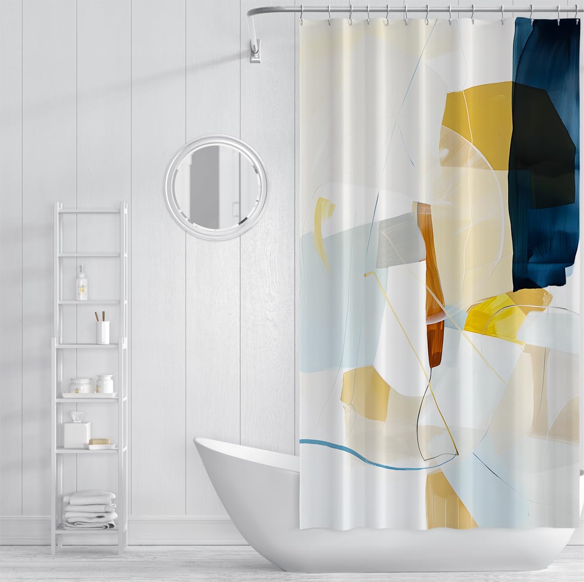 Rideau de douche déco salle de bain blocs couleur minimal W180xL180 cm