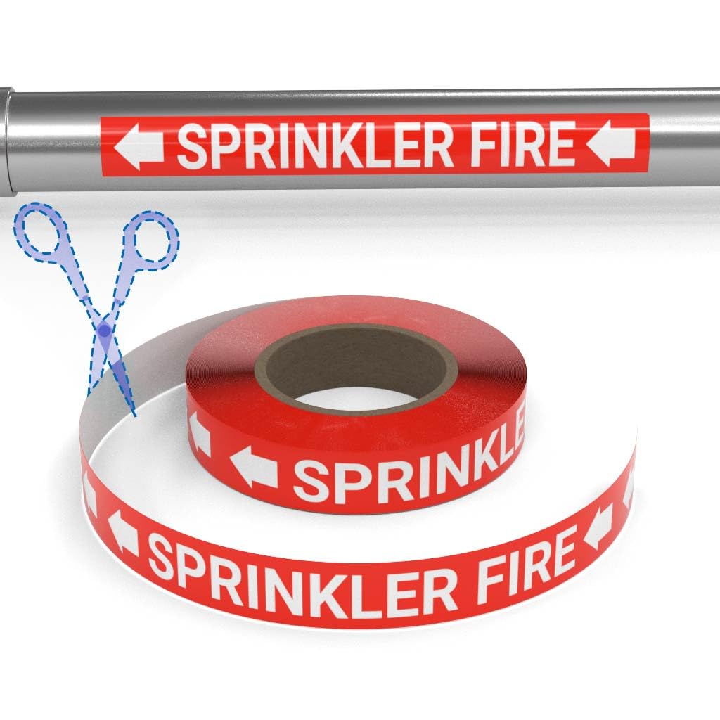 Sprinkler Fire (Red) SSINLINE Pipe Marking Roll - 1" x100' - Pipes 1.5" - 2.4" O.D. No Arrows