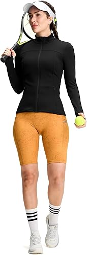 Miniatura 5 de Womens Running Jackets Athletic Workout Scrub Jacket Track Full Zip Up Gym for Women Yoga Top