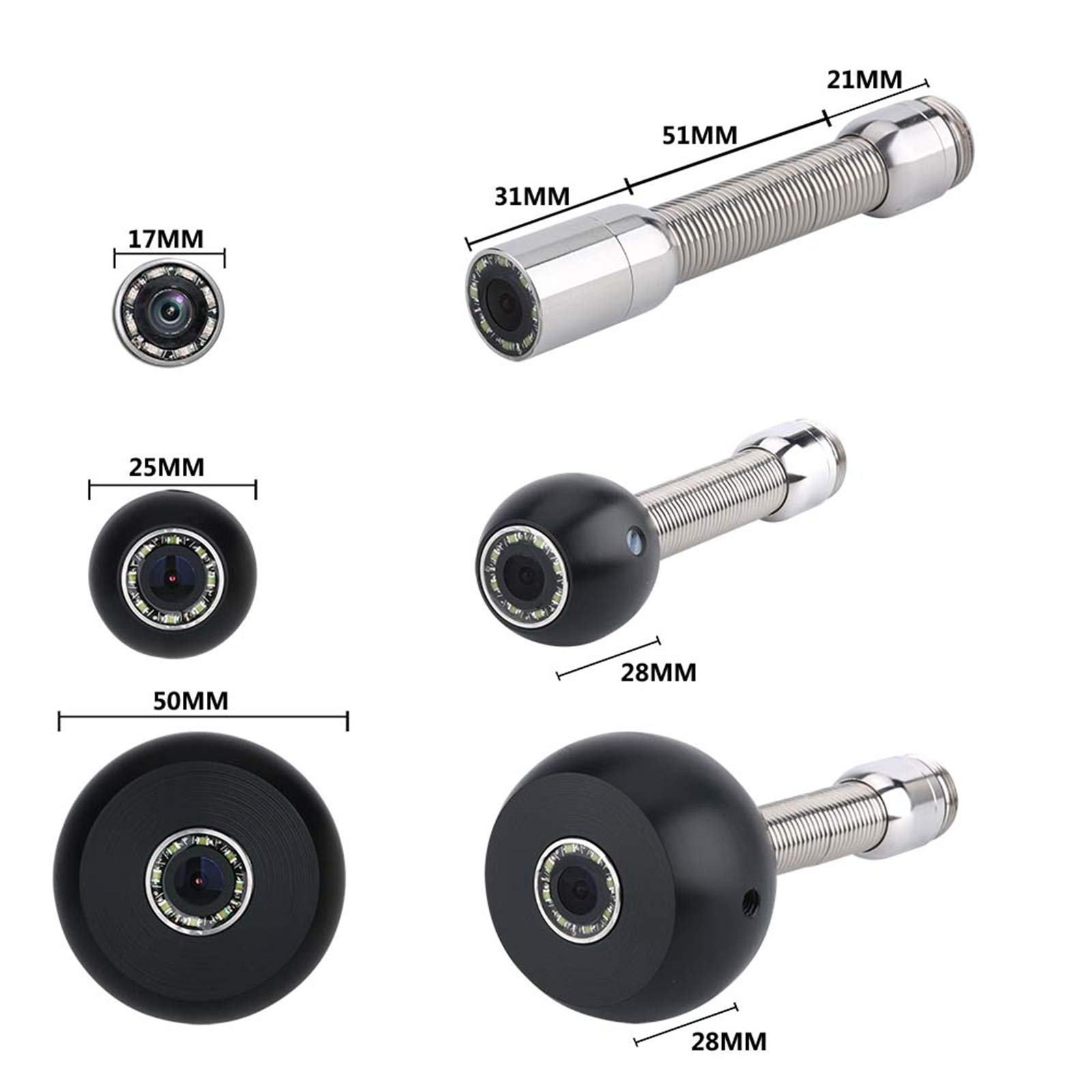Telecamera di ispezione con luci LED 8 Pezzi, videocamera per scarichi fognari Endoscopio Impermeabile IP68 per tubazioni, periscopio con Monitor da 10 Pollici