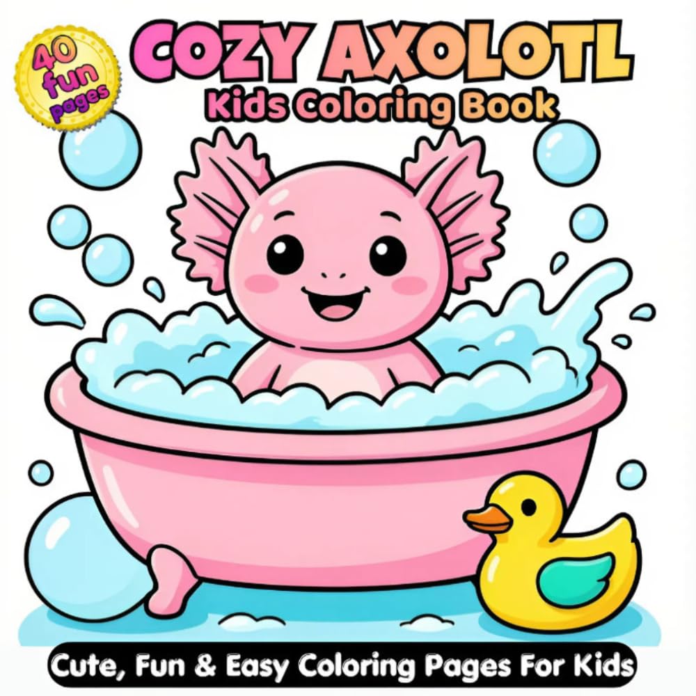 Cozy Axolotl Coloring Book for Kids: Cute, Fun & Easy Coloring Pages for Toddlers and Children | Big Simple Designs for Ages 3–6 (Cute and Cozy Critters Coloring Book Series for Kids)