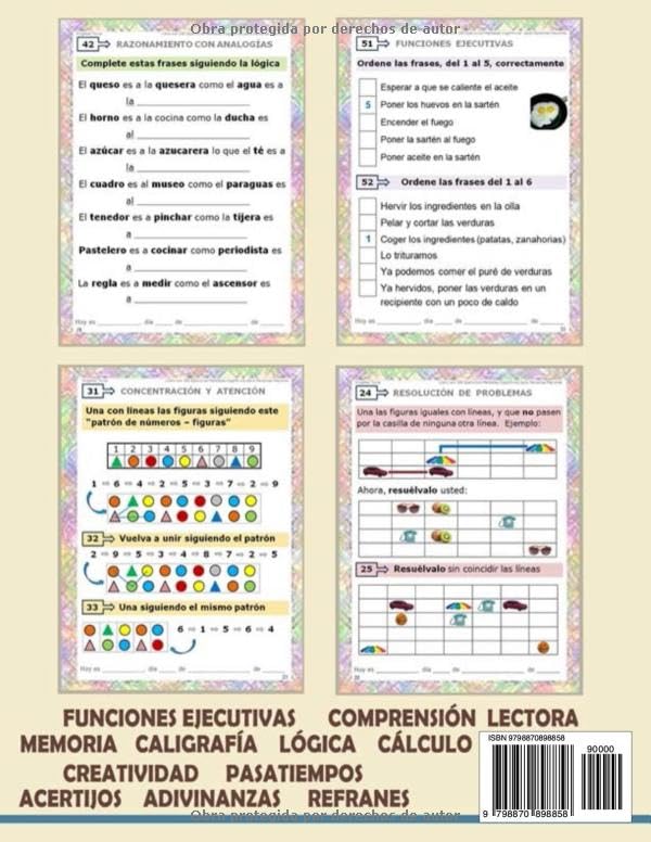 Miniatura 2 de LIBRO CON 180 EJERCICIOS MENTALES COGNITIVOS PARA PERSONAS MAYORES Actividades para mejorar las funciones cognitivas Entrena tu Mente Memoria, ...