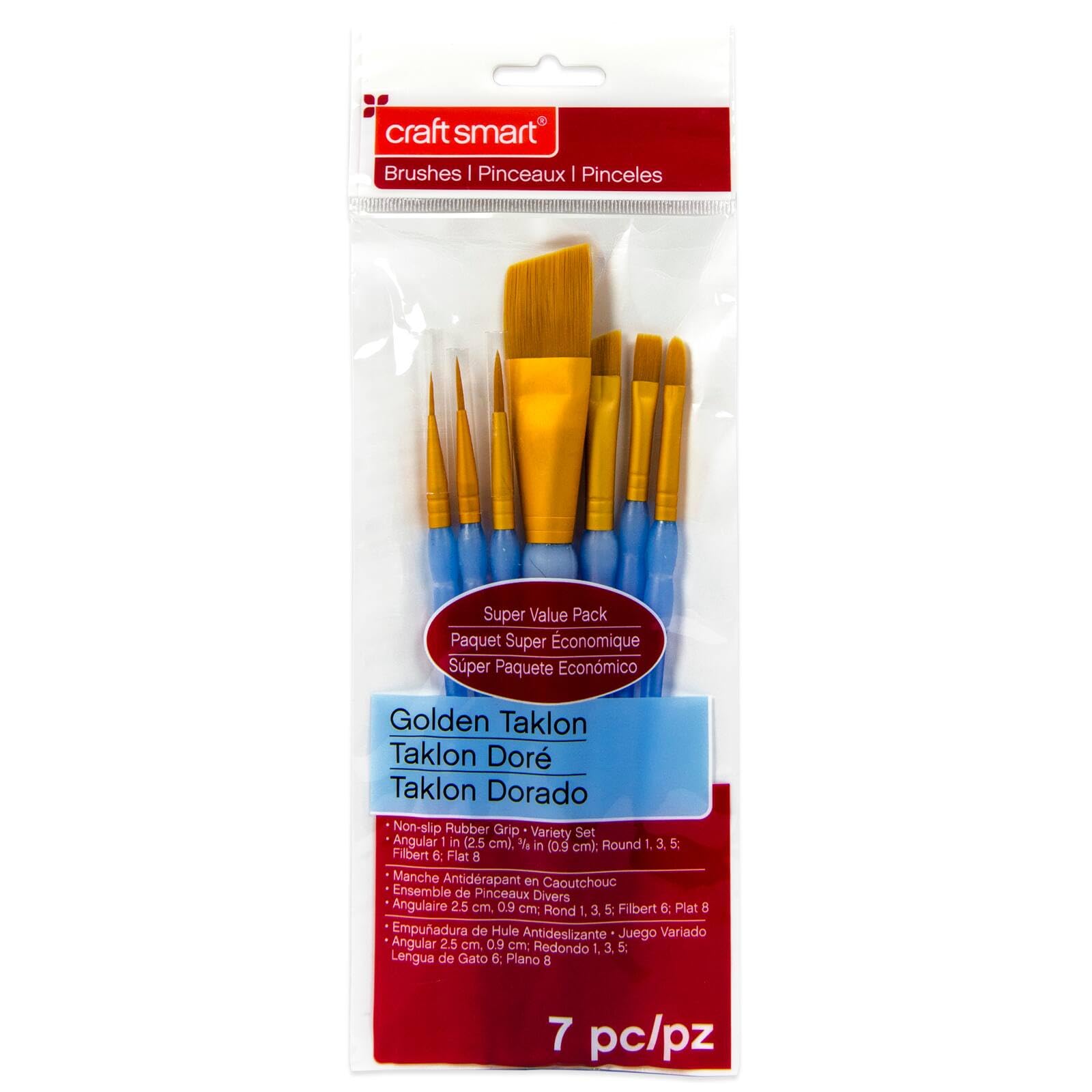 Golden Taklon Angular Brush Super Value Pack By Craft Smart