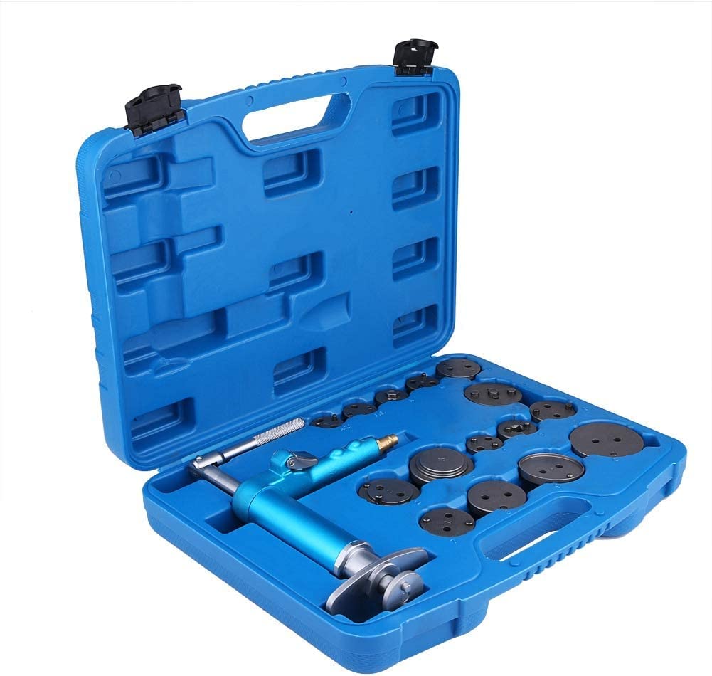 Arretratore ad aria compressa Strumento di ripristino del pistone del Freno 16 Pezzi Kit di Attrezzi per la Riparazione del pistone del Freno ad Aria compressa
