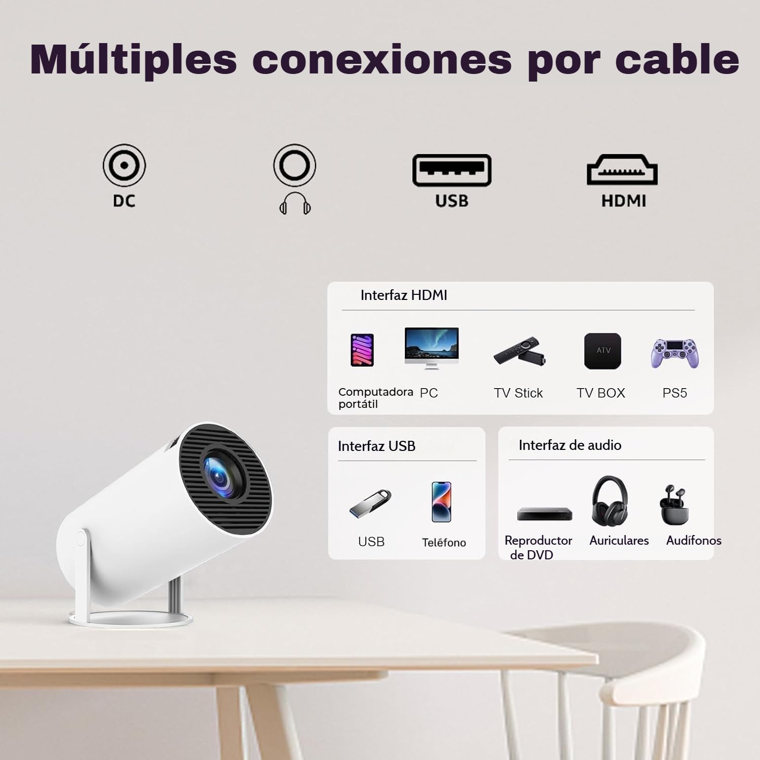 Upgraded 2026 Proyector Portátil, TEKXDD Mini Proyector 4K 250ANSI 8000L | WiFi 6 Bluetooth 5.4 | Android 13 | 180° Rotable, Projector Portable 4K Auto Keystone + Full HD, Built-in Application
