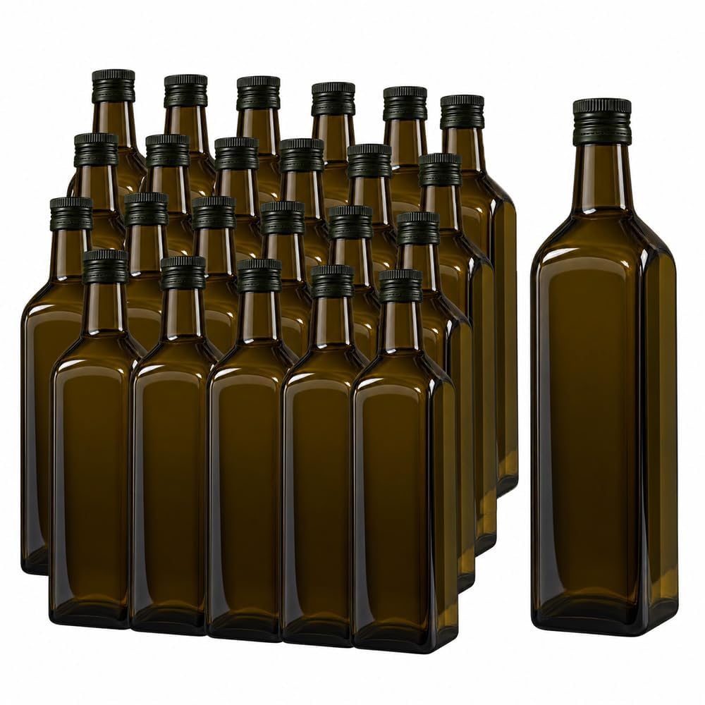 PALUPLUS 24 Bottiglie Vuote in Vetro per Olio da 750 ml, Marasca UVAG con Tappo a Vite Salvagoccia, Bottiglia per olio e liquore, Made in Italy -364C -11