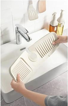 Rotanev Cream Elastic Faucet Mat Water Holder Organizer Anti-Slip Base Organizer Kitchen