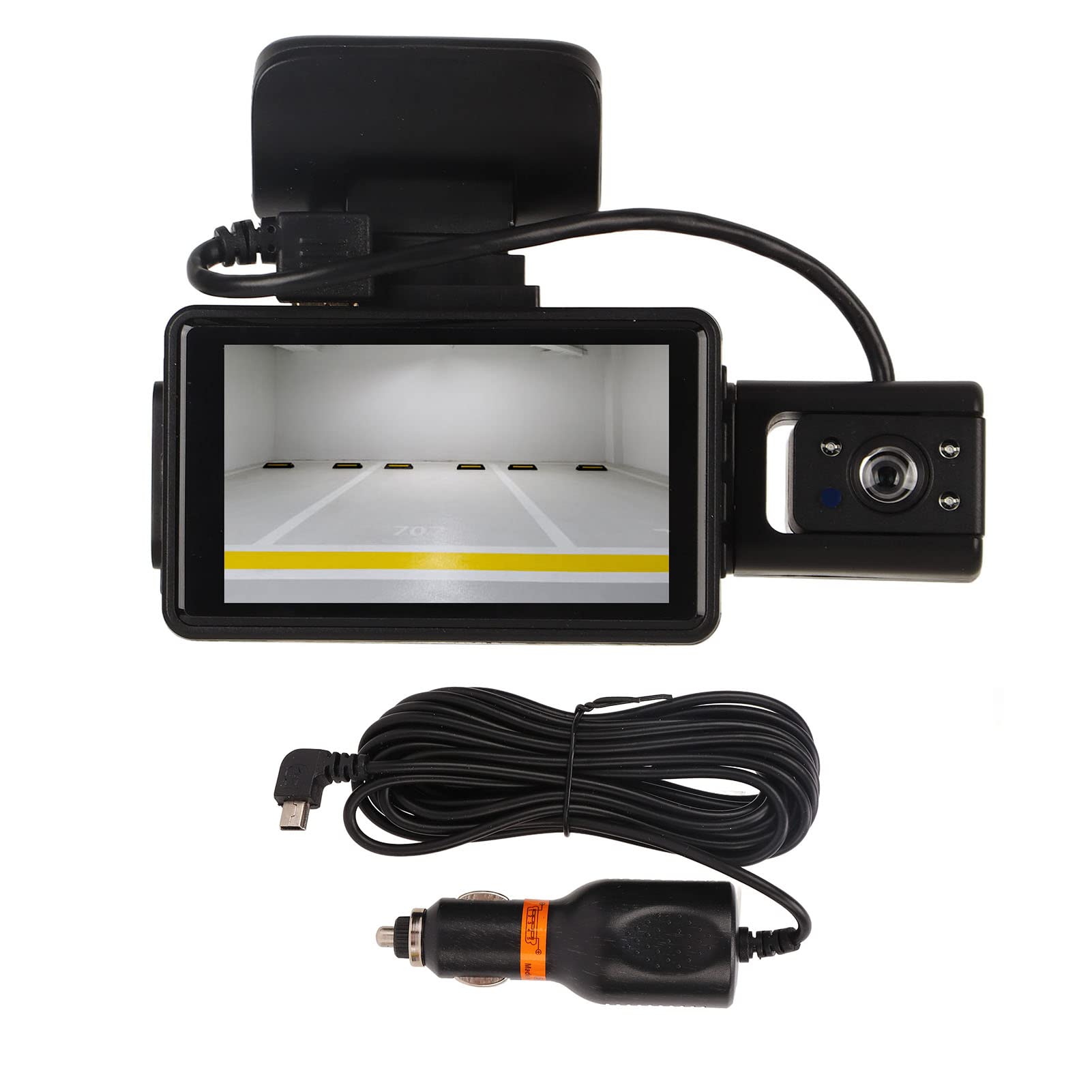 Registratore di Guida Schermo IPS HD da 3 Pollici Rotazione a 360 Gradi Anteriore Posteriore Doppio Obiettivo Sensore G Visione Notturna Dash Cam per Auto Dash Cam