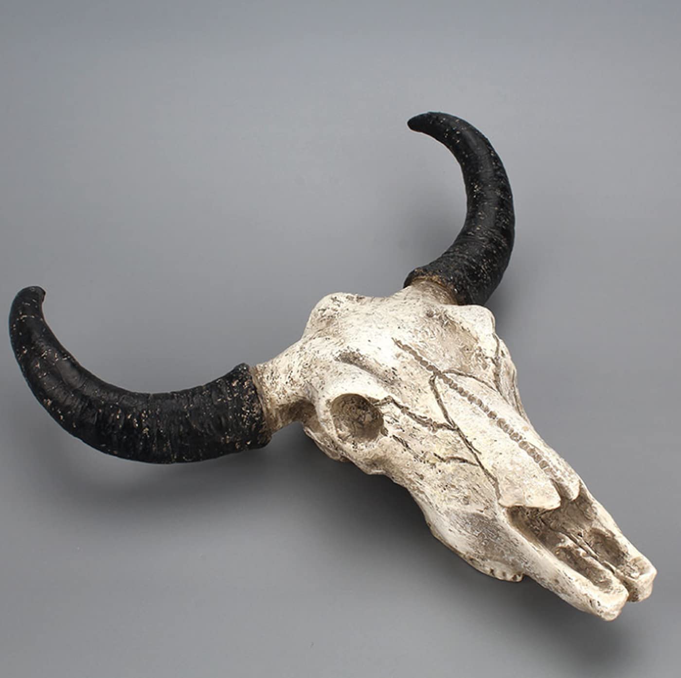 LXLUOO Arazzo da parete con teschio di mucca, resina Longhorn cranio mucca, decorazione da parete per cameretta dei bambini, decorazione in resina con foro di sospensione