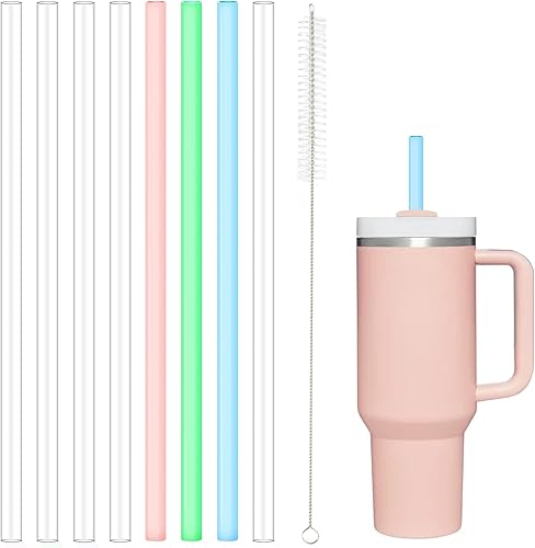Paquete de 8 popotes de repuesto para vaso Stanley de 40 onzas y 30 onzas, 12 pulgadas de largo y 0.4 pulgadas de ancho, popotes de Tritan