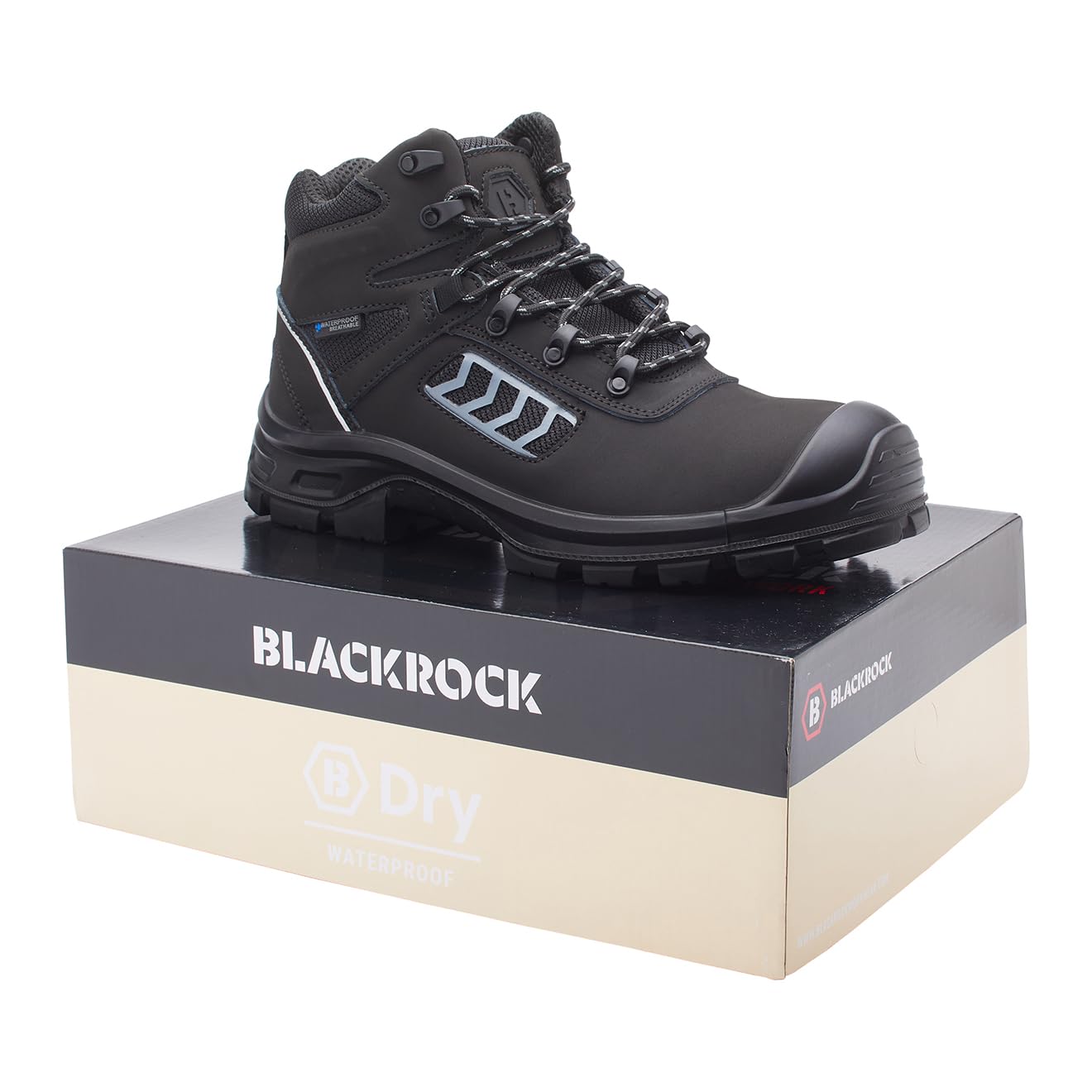 Blackrock TrekGuard Wasserdichte Arbeitsstiefel, Verbund-Sicherheitsstiefel, Leitergriff-Verbund-Zehenkappenstiefel, Herren- und Damen-Arbeitsstiefel, schwarz, leicht, strapazierfähig, Damen, weite