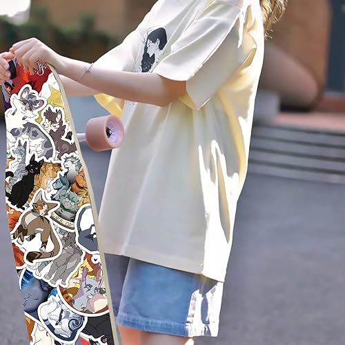 Miniatura 8 de GMVAESKY - 100 calcomanías peludas de guerreros y gatos para niños adolescentes suministros para fiestas de cumpleaños decoración de botellas de