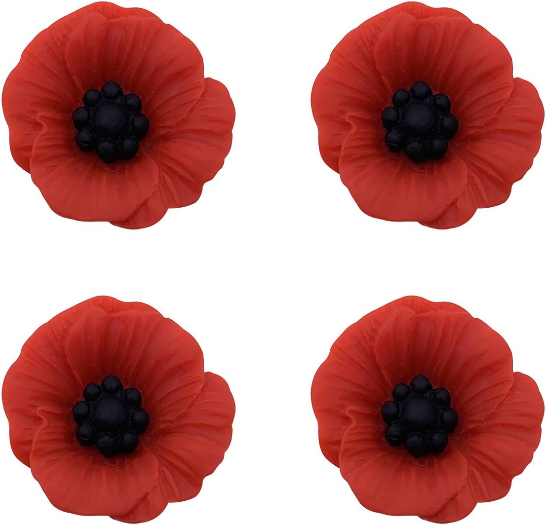XGALBLA Poppy Brooch Veretrans Gifts Lest We Forget Resin Poppy Lapel Flower Pin for Women Flowers Broaches(4 PCS)