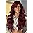 SYMEIW 24 Inch Burgundy Wavy Wig with Bangs, Heat Resistant Synthetic Hair for Women, Adjustable Cap with Snap Clips for Daily Use, Wedding, Cosplay