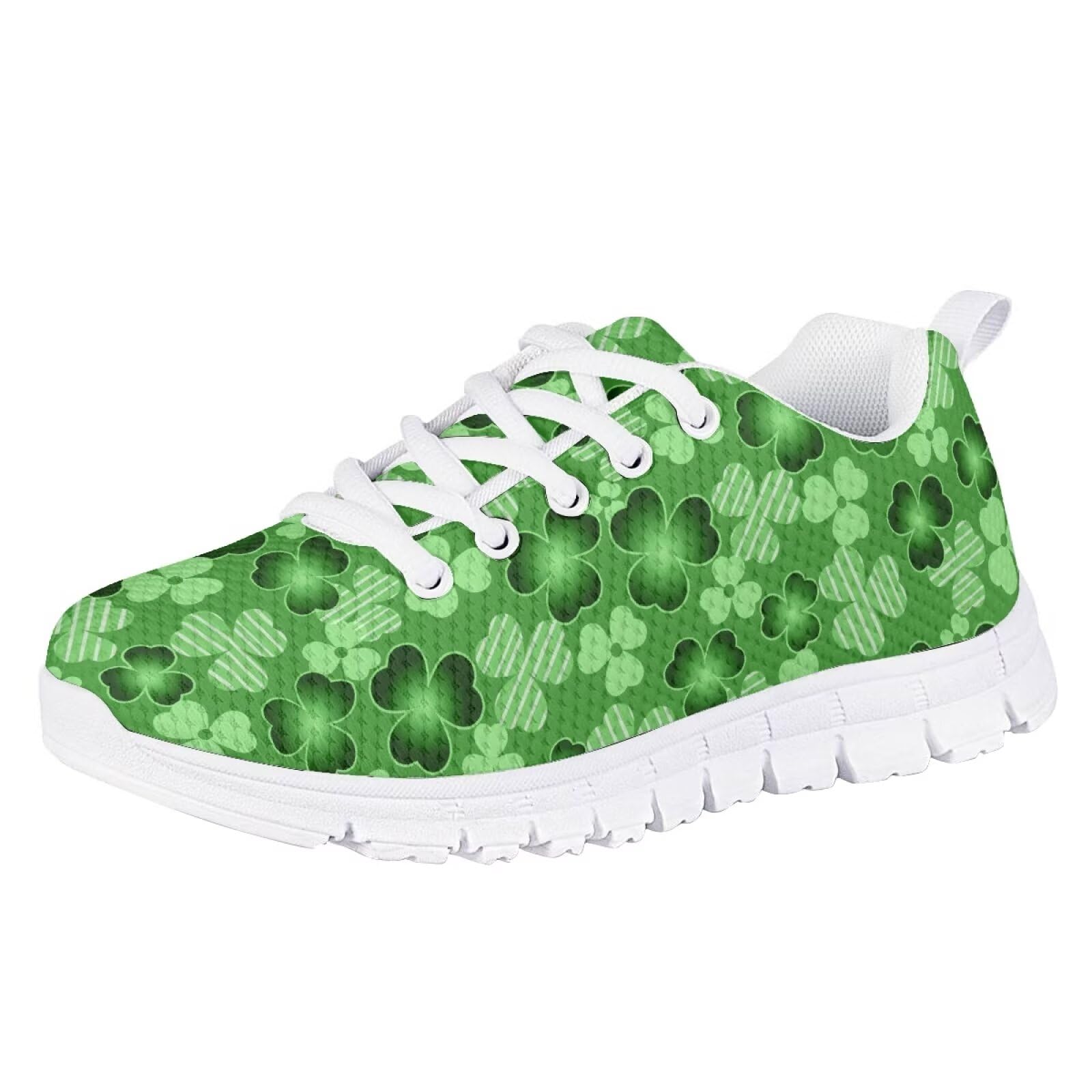 Yzaoxia St Patricks Day Shoes for Girls Size 5 Sneakers Kids Tennis Shoes Lace Up Running Shoes for Boys Green Leaf Walking Shoes Mesh Athletic Shoes Flat Hiking Shoes Sport Shoes School Footwear