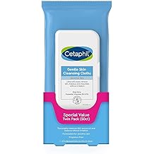 Setafil Y&uuml;z ve V&uuml;cut Mendilleri, Nazik Cilt Temizleme Bezleri, 50 Sayım, İkiz Paket, Kuru, Hassas Cilt, Flip Top Kapatma, Spor Salonu i&ccedil;in Harika, Seyahat, Arabada, Hipoalerjenik, Kokusuz