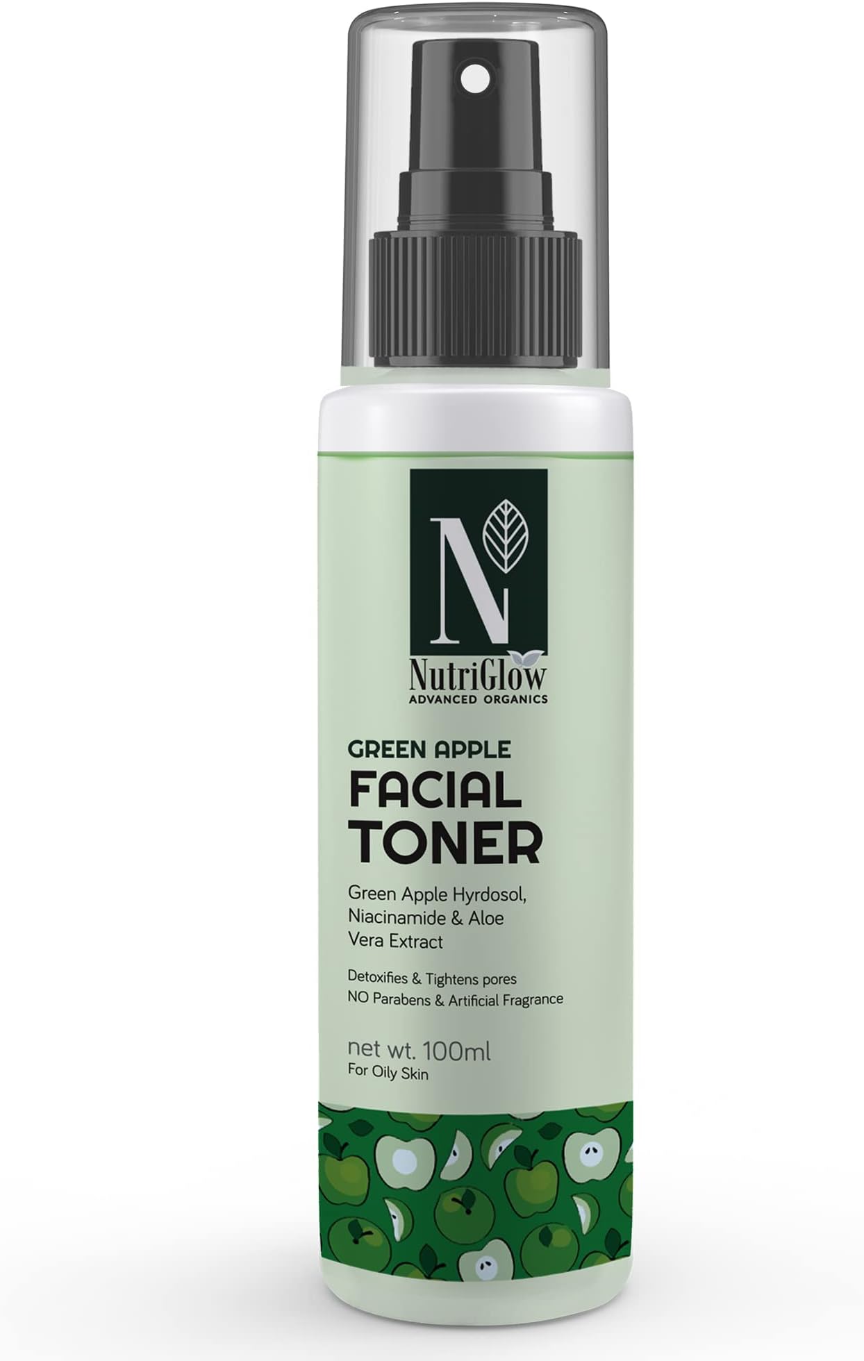 Advanced Organic Green Apple Facial Toner with Green Apple and Alovera Extracts for Anti-Ageing, Reduce Pigmenation, Instant Glowing, All Skin Types, 100 ml
