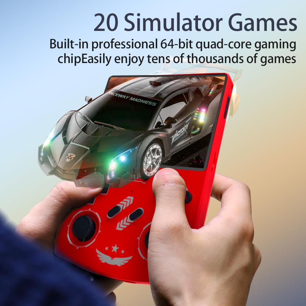 R40XX Consola de Juegos Portátil Retro de 128 GB, Consola Emuladora con 20.000+ Vídeo Juegos 20+ Emuladores, Sistemas Linux, Pantalla HD de 4,2 Pulgadas, Joysticks 3D, Baterías de 4000mAh