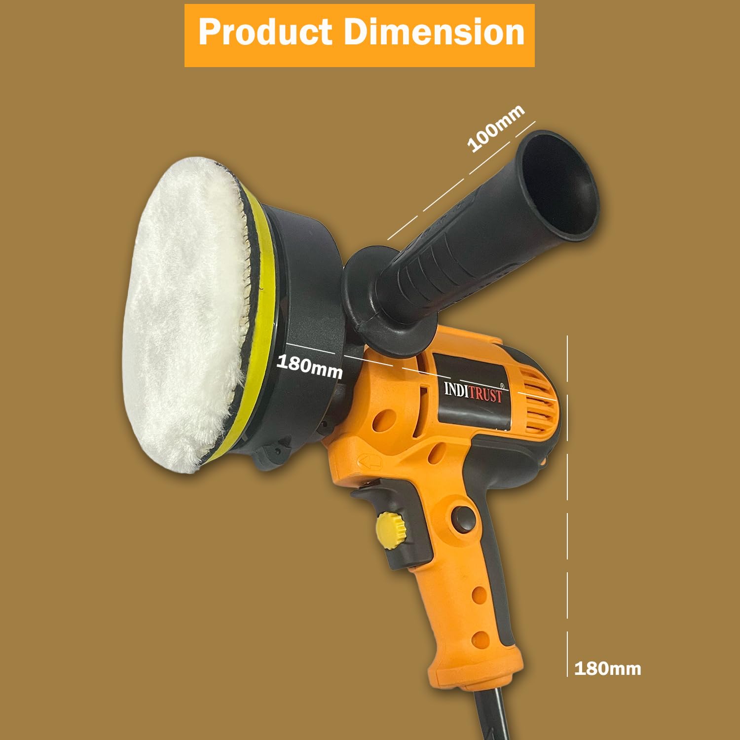 Inditrust 700W Electric Car Polisher & Buffer Machine 5 inch / 125 mm –Variable Speed, Dual-Action Orbital Sander for Car, Bike, and Furniture Detailing (600–3700 RPM) with 6 Months Warranty - Image 3 thumbnail