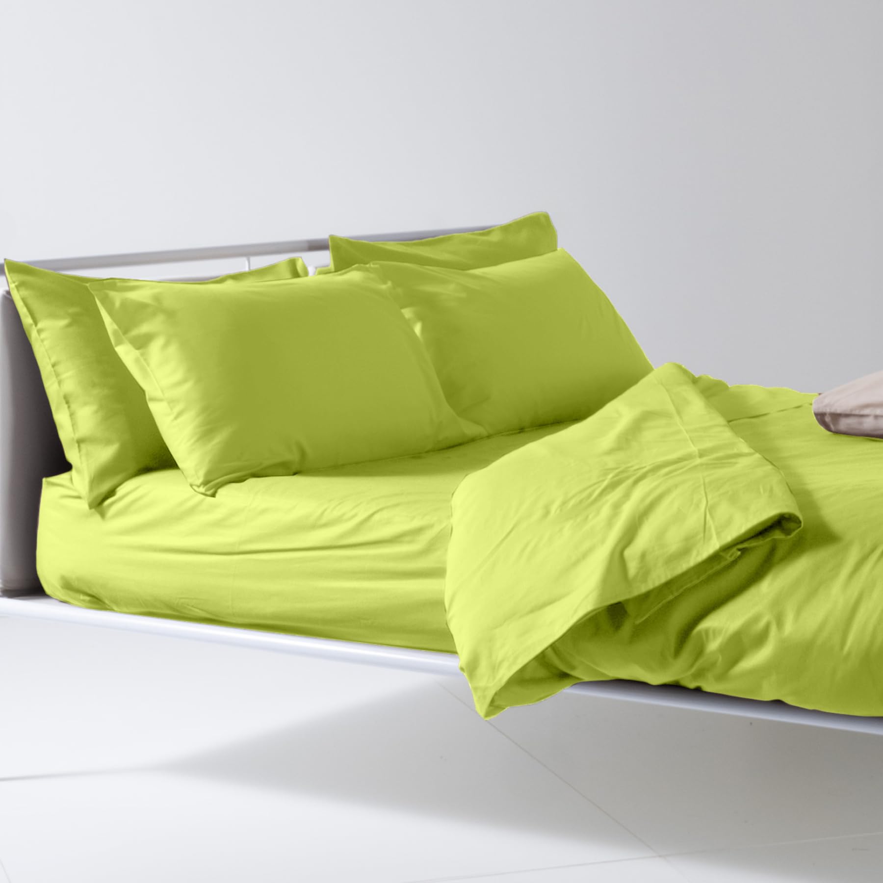Lisola Set Lenzuola Francese, Parure Lenzuola in Cotone Pregiato, Made in Italy, Lenzuolo Sopra 220x290cm + 2 Federe 50x80cm, Tinta Unita. Modello: Tortona, Verde