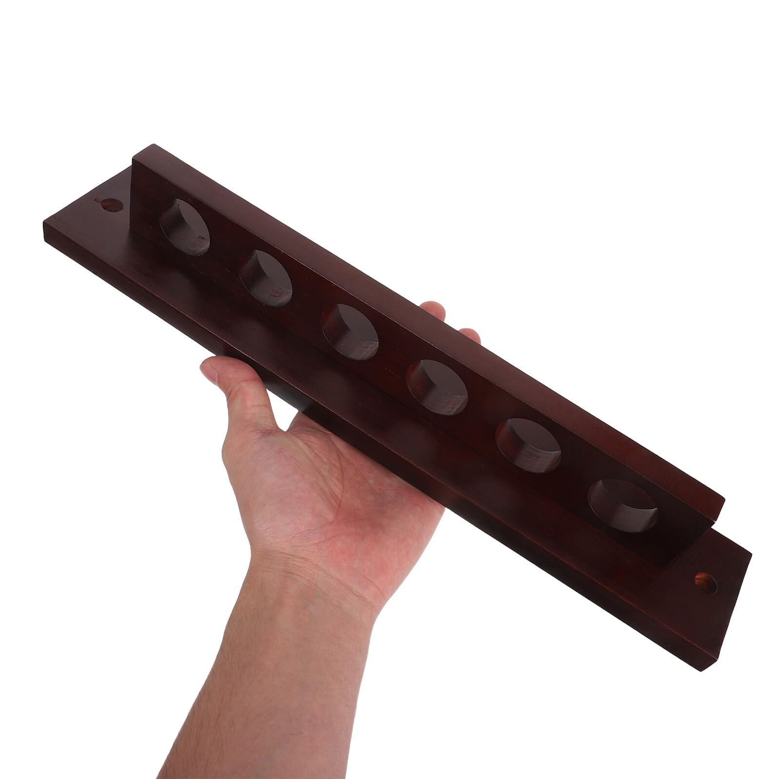 Ciieeo Porta Stecche da Biliardo Organizer Affidabile in Legno Massello a Muro, Supporto a Forma di T Capacità 6 Fori per Stecche da Biliardo per Club e Giochi di Pool