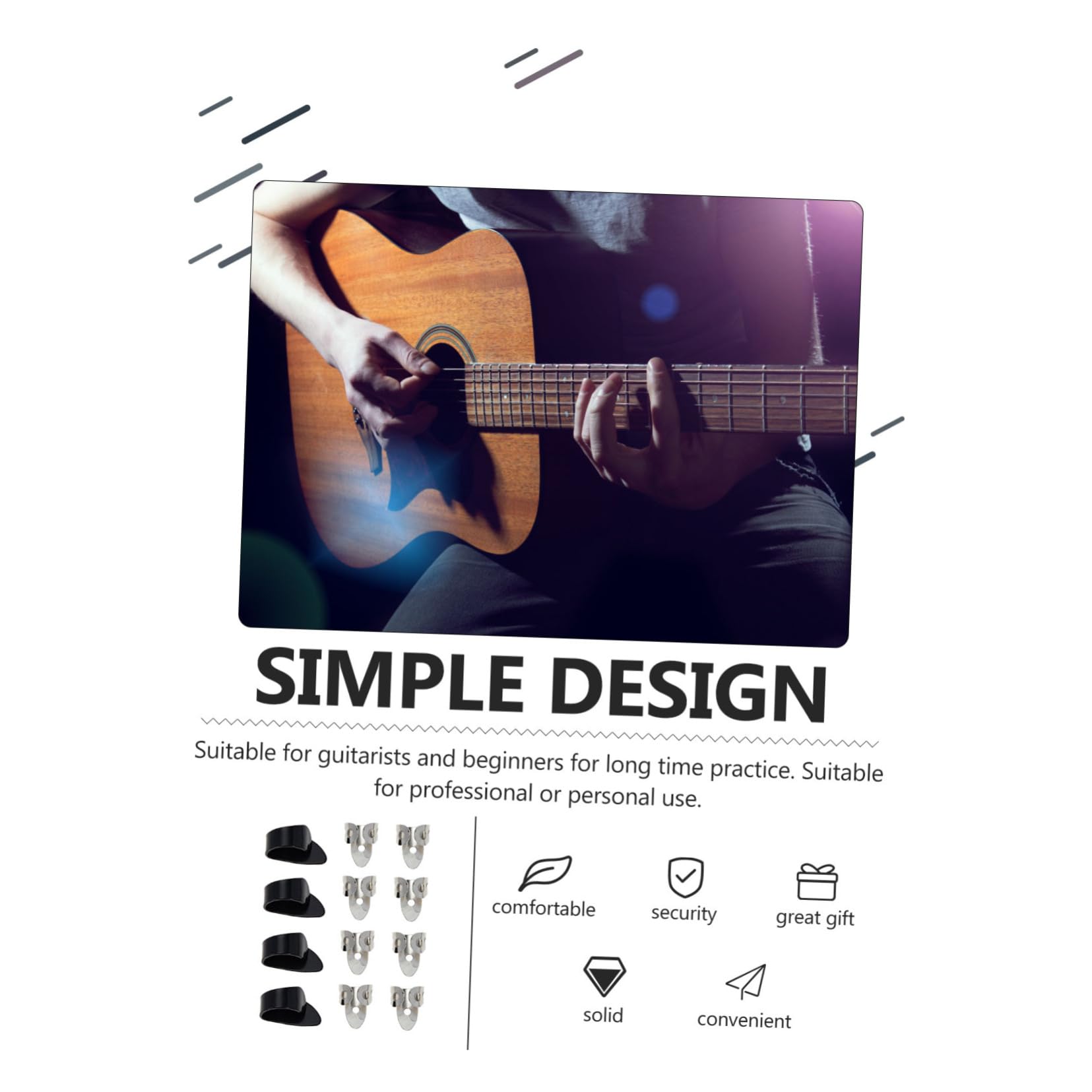 BESTonZON 5sets Per Metallo Per Chitarra Plettri Regolabili Per Pratica Musicale Adatti Per Chitarre Elettriche Acustiche e Classiche Comfort e Sicurezza Per Musicisti