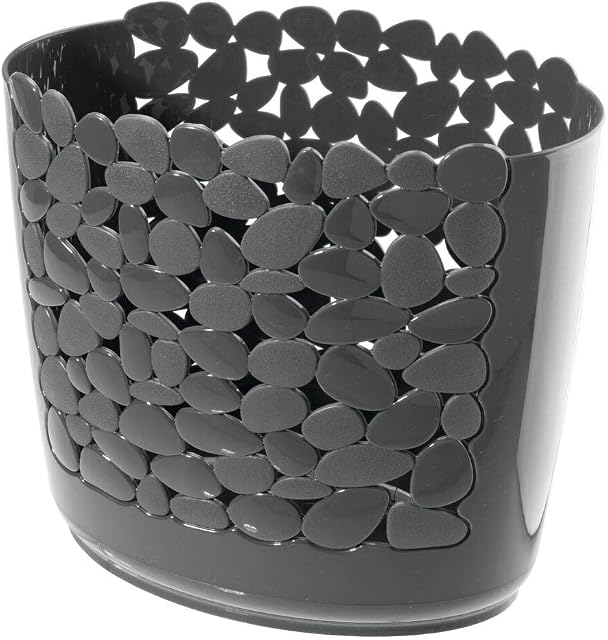 mDesign Pebble Waste Basket  Living Room, Office, or Bedroom Bin  Rubbish Bin Without Lid  Charcoal