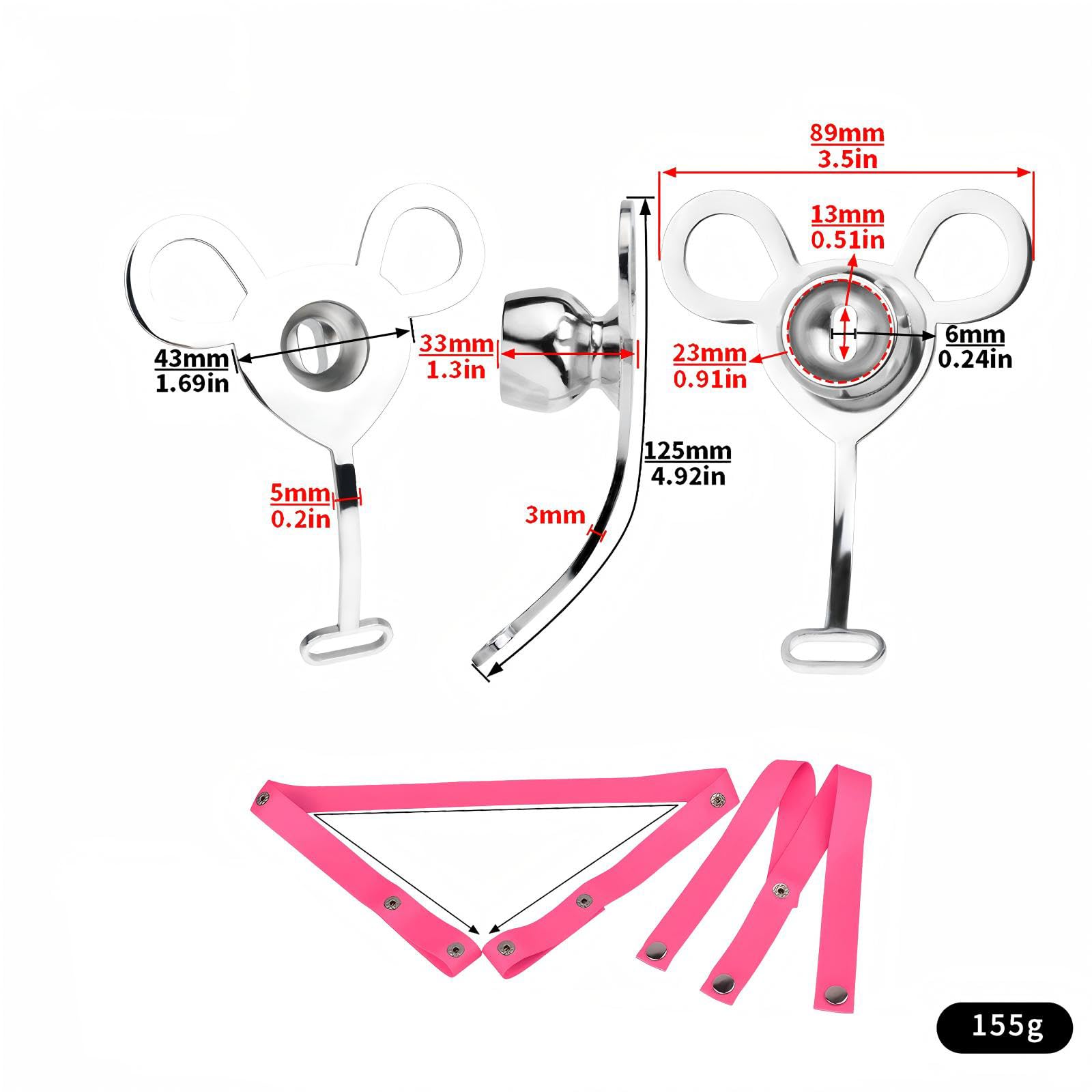 Cage de Chasteté Inversée Cage Chastetée avec Ceinture et Support d'Urinoir pour Exercer le Pénis de l'Homme Jouet Adulte Cage de Chasteté en Acier Inoxydable pour un Transport Facile (Pink)