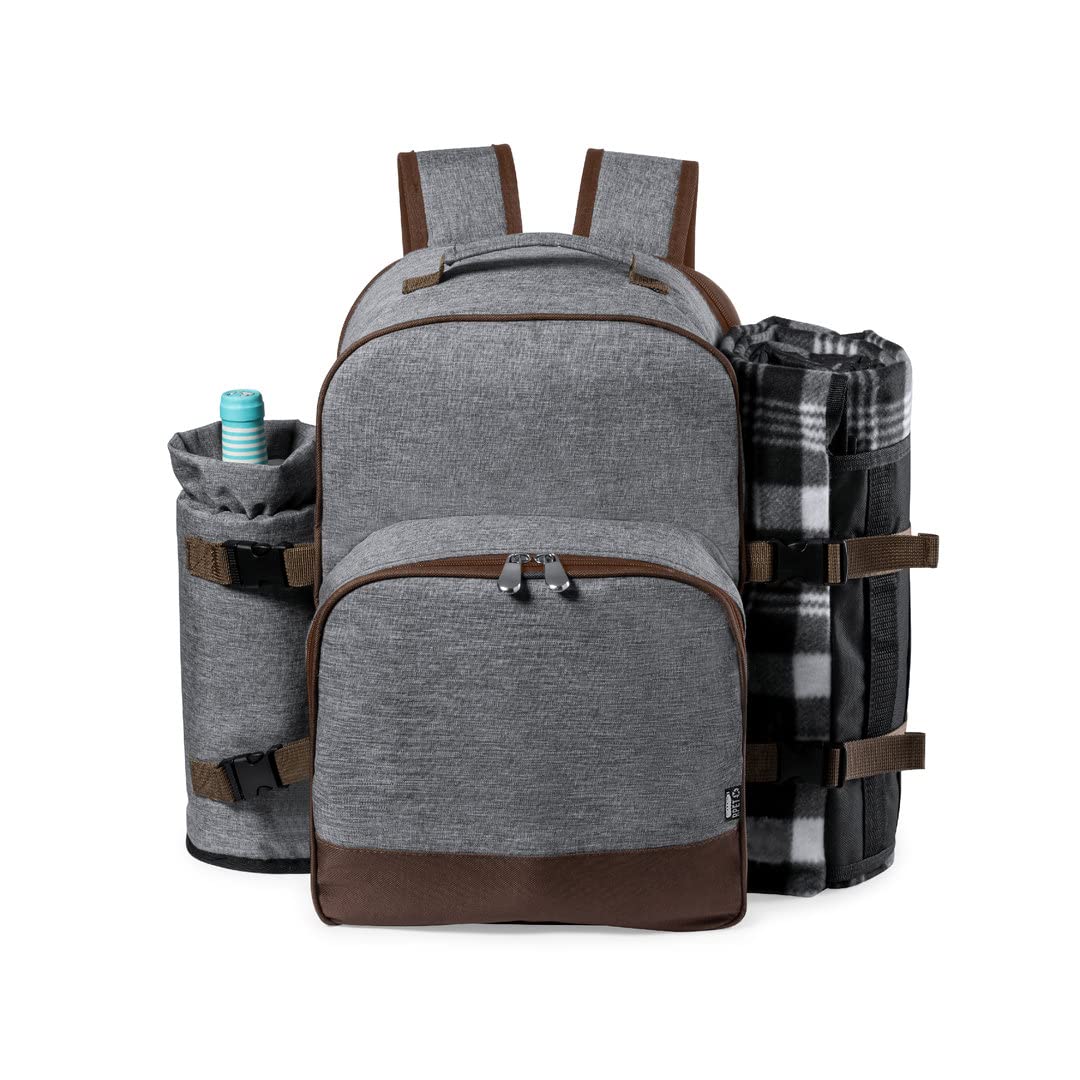 Mochila Nevera Picnic 4 Servicios | 32 Piezas | Incluye Manta 120x150 cm, Botellero, Tabla de Corte, Cubiertos y Vajilla | Diseño Premium en RPET | Extra PosaMóvil