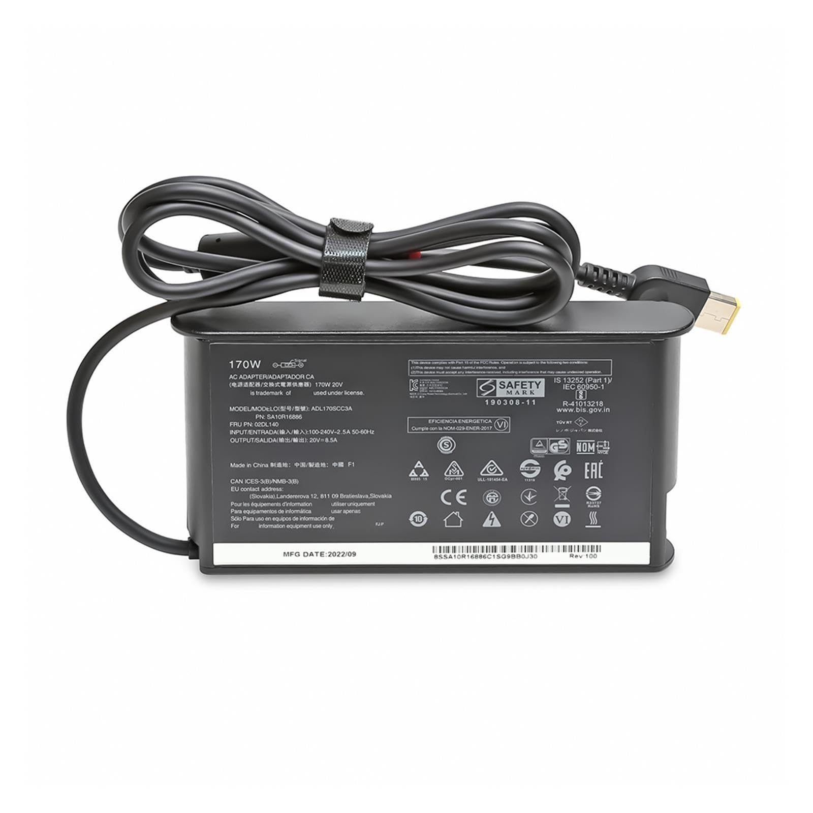 Cargador Adaptador De Corriente USB De 170W, 20V, 8,5A, Compatible con Lenovo, Compatible con Thinkpad, P1 P50 P51 P52 P53 P70 P73 W540 W541 T540P Yoga 15 45N0487(and EU Plug)