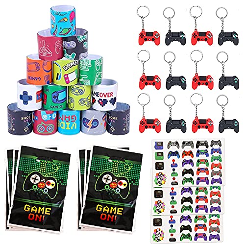 51pcs Video Game Party Favors Slap Pulseras Llavero Tatuajes Bolsas de Fiesta Niños Niño Juegos en...