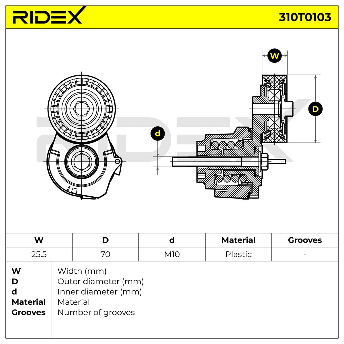 RIDEX 310T0103 Polea tensora correa poli V Compatible con OPEL Corsa D Hatchback S07