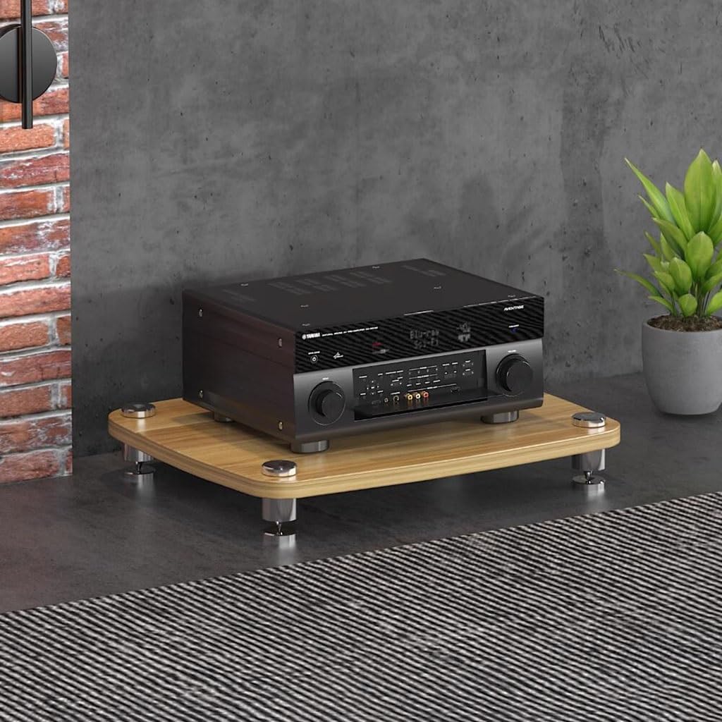 HIFI Stojak na szafkę audio, 1/2/3/4-poziomowy, MDF z nóżkami amortyzującymi wstrząsy do gramofonów i wzmacniaczy, rozwiązanie do przechowywania sprzętu premium dla audiofilów