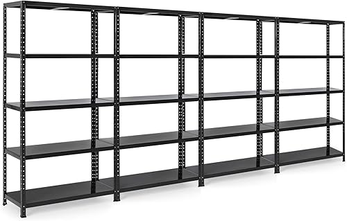 GOFLAME Estantes de almacenamiento de metal de 5 niveles, estantería de almacenamiento de garaje ajustable, estante galvanizado resistente para el