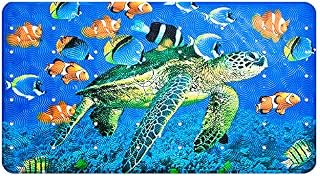YOLIFE Bath Mats Non Slip Shower Mat for Kids, Turtle Bath Mat Kids' Bathtub Mat Machine Washable for Bathroom Accessory with Powerful Suction Cups 39X69CM