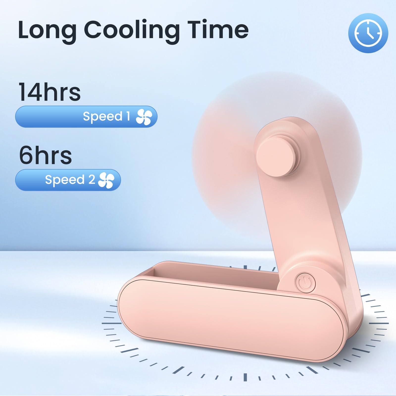 Mini Ventilatore Portatile, Ventilatore USB Ricaricabile, Max 14ore Ventilatore da Tavolo Pieghevole, Ventilatore Silenzioso e Potente, Ventilatore da Scrivania per Viaggi, Ufficio, Campeggio, Regalo