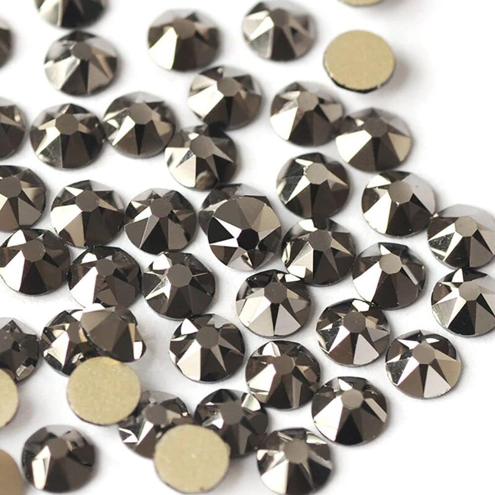 8 Big + 8 Small Crystal Hematite Rhinestone Flatback Non Hotfix Strass Glass Crafts for Nail Art Decorations