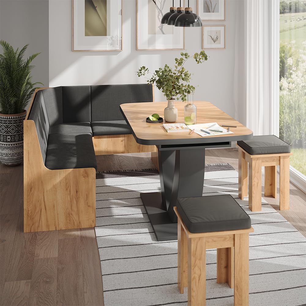 Vicco Esszimmer-Eckbank Ramon, Goldkraft Eiche, 150 x 51 cm mit Stauraum, mit Stauraum unter der Sitzfläche für zusätzlichen Platz