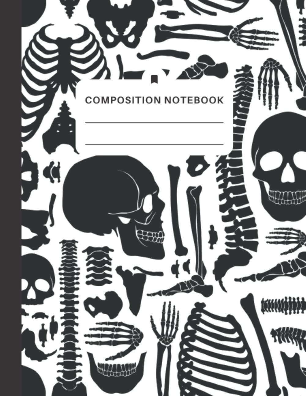 Biology Composition Notebook: 8.5 X 11 Wide Ruled Paper Lined Journal, Anatomy Themed Human Bones Skeleton Pattern Cover - Useful Gifts For Teenage Boys And Girls