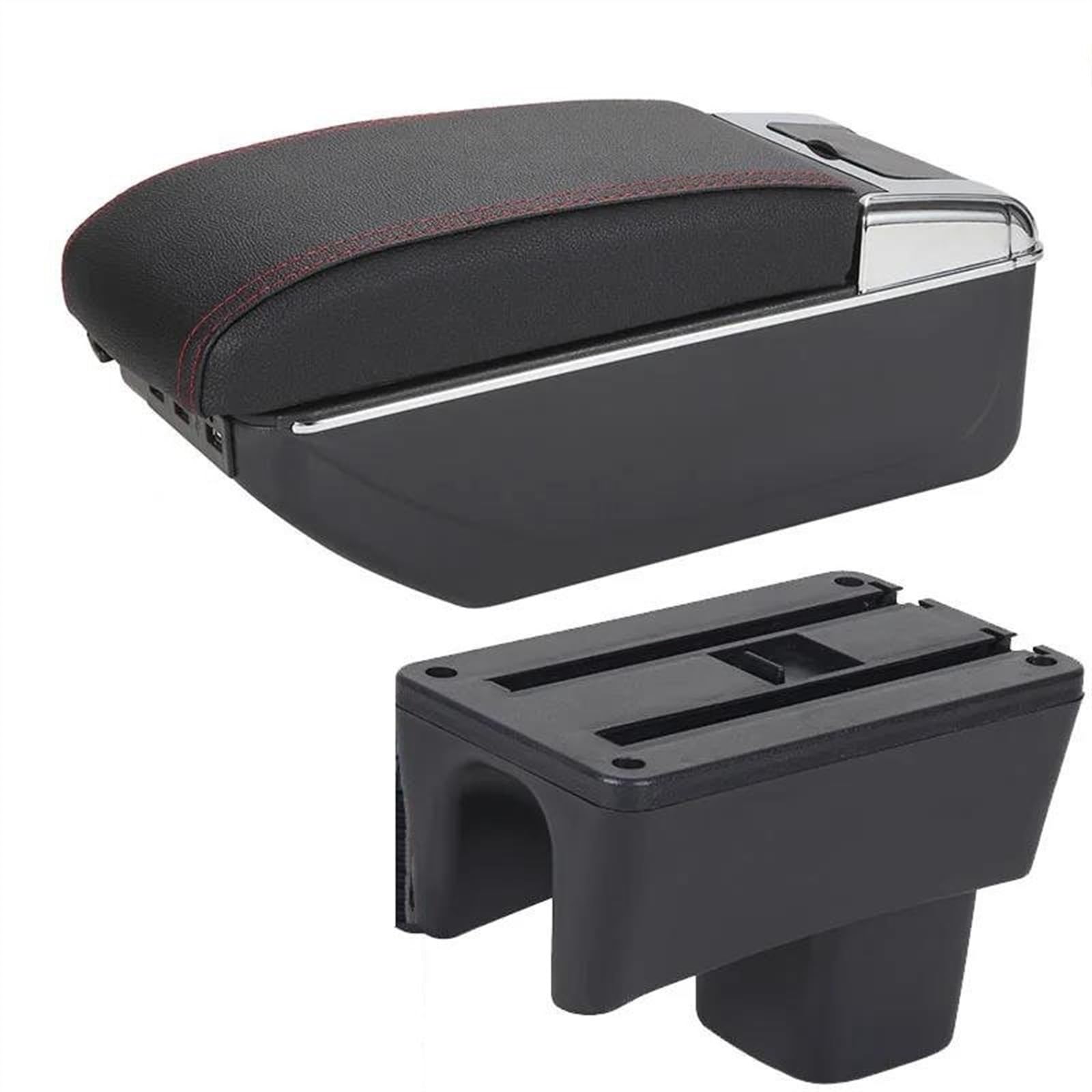 Armrest Box With Multifunctional Support PU Upholstered Car Interior Modification Accessories For Swift 2005-2023(A1 Black red 7USB)