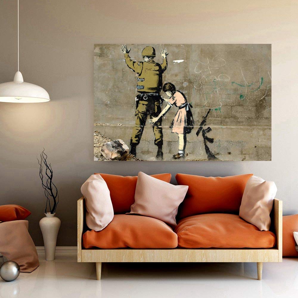 Amazon.com: ZENDA Banksy Graffiti Girl Frisking Soldier Wall Art