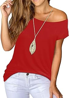 Womens Off The Shoulder Tops Summer Cute Cotton Short Sleeve Tee T-Shirt