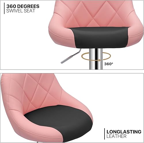 Miniatura 6 de MoNiBloom Juego de 4 taburetes para encimera de cocina, moderno taburete giratorio ajustable de piel sintética, sillas de encimera de isla de cocina
