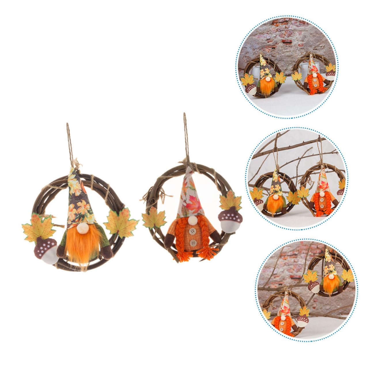 6stücke Herbstkranz Mit GNOME Dekorative Türkränze Für Thanksgiving Und Herbstfest Aus Rattan Und Ahornblättern Für Zuhause Und Feiern